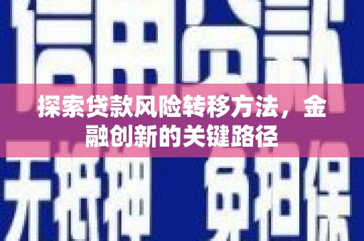鸡泽探索贷款风险转移方法，金融创新的关键路径