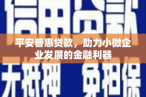 鸡泽平安普惠贷款，助力小微企业发展的金融利器
