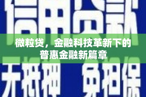 鸡泽微粒贷，金融科技革新下的普惠金融新篇章