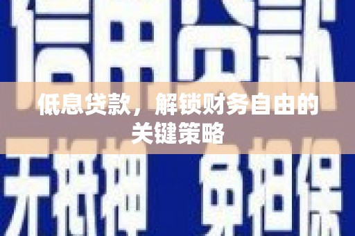 鸡泽低息贷款，解锁财务自由的关键策略