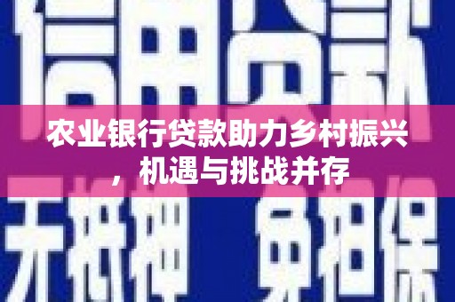 鸡泽农业银行贷款助力乡村振兴，机遇与挑战并存