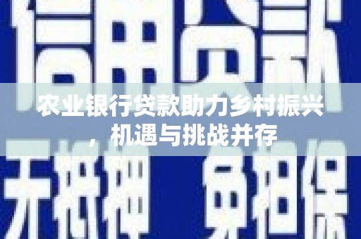 鸡泽农业银行贷款助力乡村振兴，机遇与挑战并存