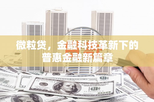 鸡泽微粒贷，金融科技革新下的普惠金融新篇章