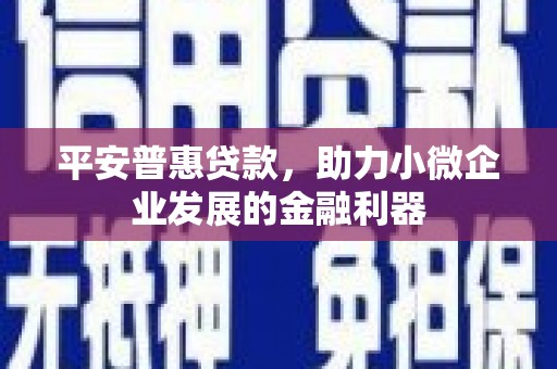 鸡泽平安普惠贷款，助力小微企业发展的金融利器