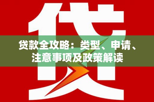 鸡泽贷款全攻略：类型、申请、注意事项及政策解读